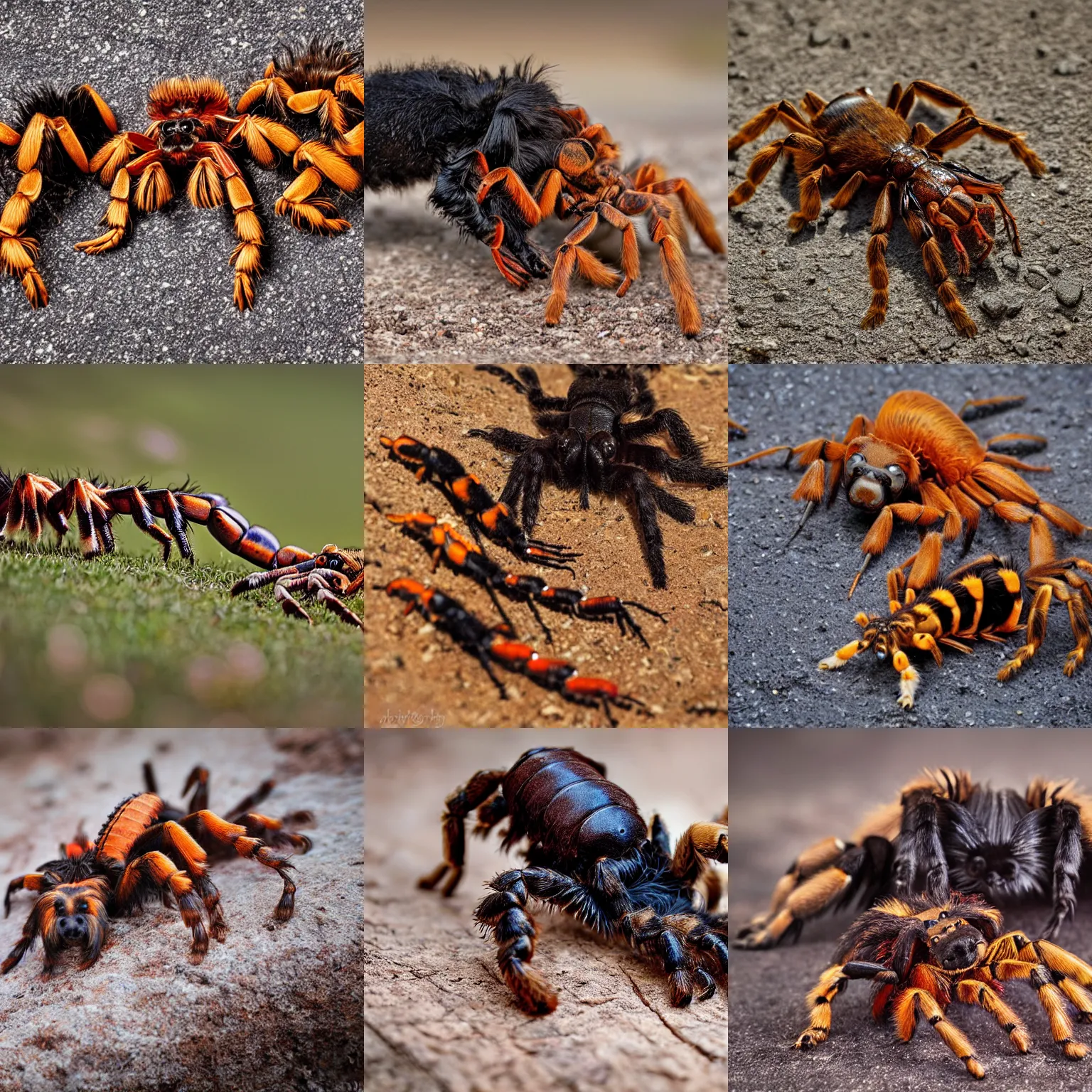 Prompt: a puppy-centipede-lobster-tarantula-scorpion, wildlife photography
