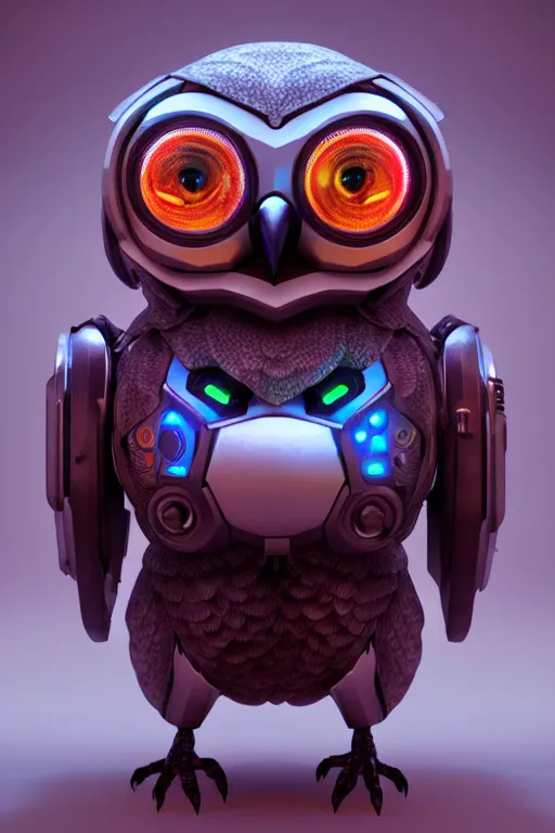 Image similar to high quality 3 d render very cute cyborg owl! with boombox, cyberpunk highly detailed, unreal engine cinematic smooth, in the style of blade runner & detective pikachu, hannah yata charlie immer, moody light, low angle, uhd 8 k, sharp focus