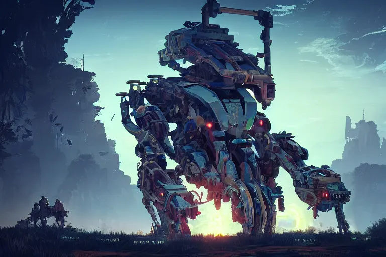 Image similar to stalker machine mecanical creature robot of horizon forbidden west horizon zero dawn radiating a glowing aura global illumination ray tracing hdr fanart arstation by ian pesty and alena aenami artworks in 4 k