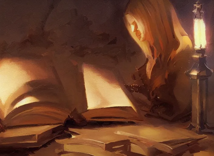 Image similar to oil painting of mysterious book, wonderful masterpiece by greg rutkowski, beautiful cinematic light, american romanticism by greg manchess, creation by tyler edlin