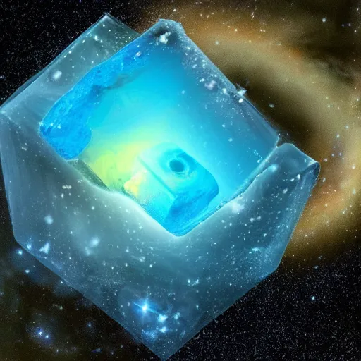 Image similar to photo of a galaxy inside an ice cube