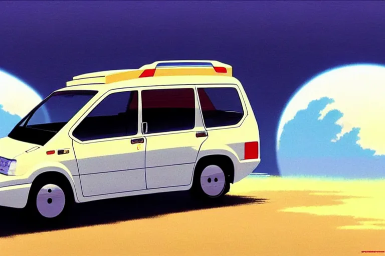 Image similar to honda e kei van, painted by greg rutkowski makoto shinkai takashi takeuchi studio ghibli, akihiko yoshida 2 0 0 1 space odyssey