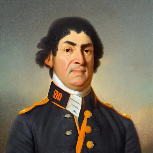 Image similar to facial portrait of the phoenix suns dictator in military uniform, 1 7 8 0, oil on canvas by william sidney mount, oil on canvas, octane render