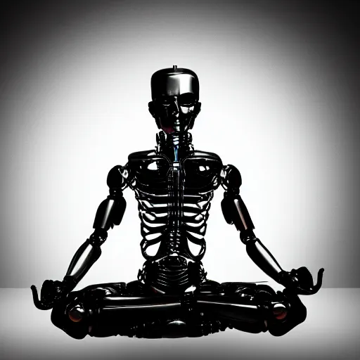 Prompt: photo of a meditating terminator, detailed, high resolution, studio light