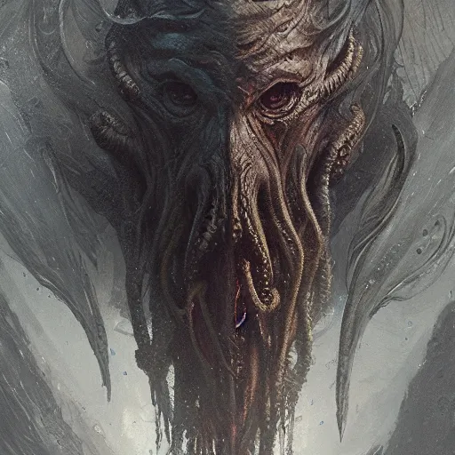 Image similar to monstrosity portrait of Cthulhu, hyperdetailed, artstation, cgsociety, by greg rutkowski, by Gustave Dore