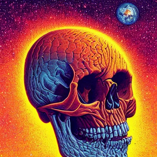Image similar to ngc 3132 melting mysterious skull landscape by Casey Weldon, dan mumford 8k ultra high definition, upscaled, perfect composition , golden ratio, edge of the world, image credit nasa nat geo