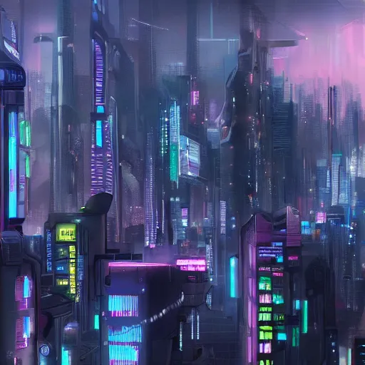 Prompt: highly detailed futuristic cyberpunk city, matte painting, from the anime film Ghost in the Shell, trending on pixiv