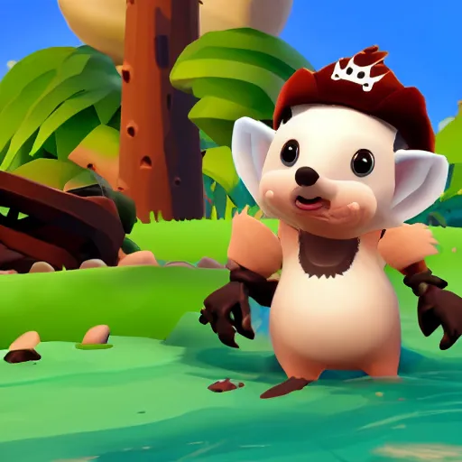 Image similar to cute baby hedgehog in sea of thieves wearing a pirate hat