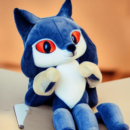 Prompt: cute fumo plush of a fox girl typing on a phone, anime girl, vray