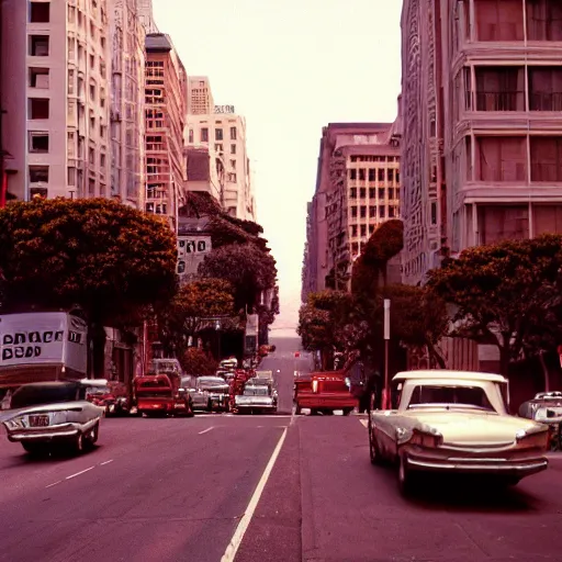 Prompt: photograph of San Francisco, Hasselblad 500c, depth of field, 1960s