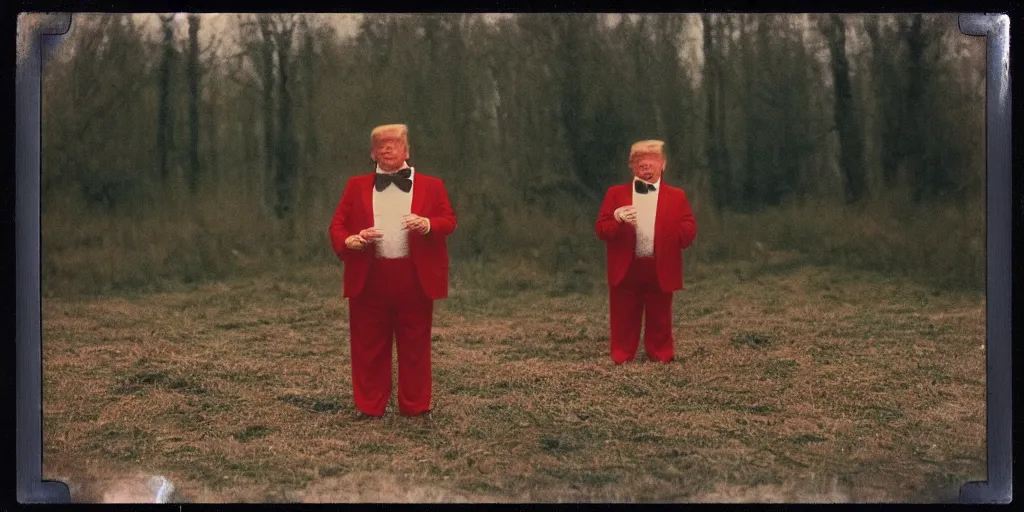 Prompt: detailed medium format photo, polaroid still from tarkovsky movie, donald trump as an oompa loompa, haze, high production value, intricate details, 8 k resolution, hyperrealistic, hdr, photorealistic, high definition, tehnicolor, award - winning photography, masterpiece, amazing colors