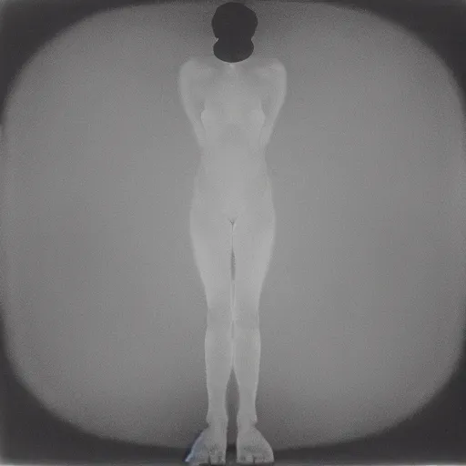 Image similar to a photogram of human body. depth, soft, blurry. photographic paper exposed to light, by emmanuel radnitzky man ray