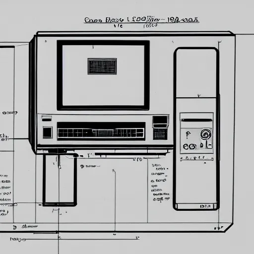 Image similar to technical drawing of a computer from 1985