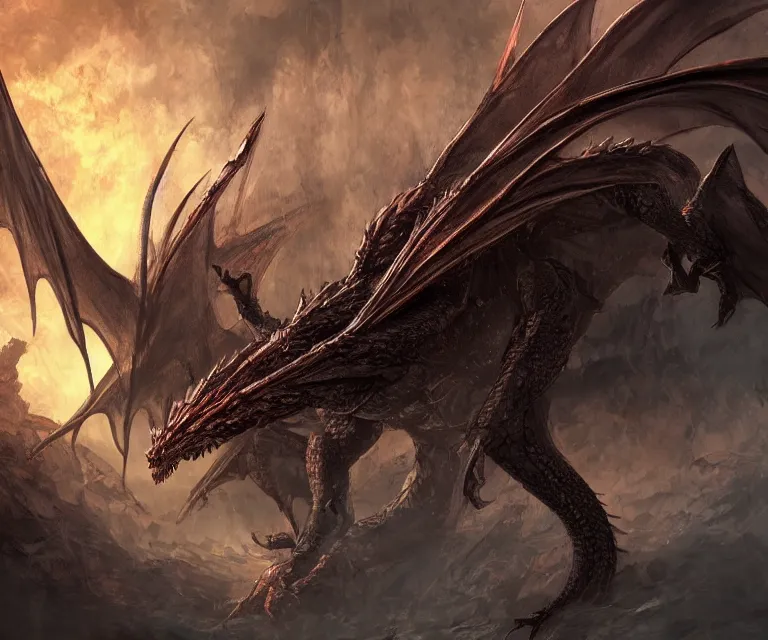 Prompt: dragon in a sci - fi city, dark fantasy, concept art, highly detailed, phoenix flames