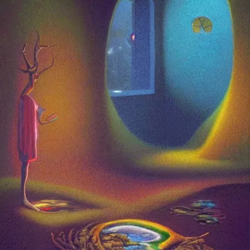 Prompt: colourful scene from a dream. digital artwork by vincent bons, michael whelan, remedios varo and gerardo dottori. grainy and rough. interesting pastel colour palette. beautiful light. oil and water colour based on high quality render.