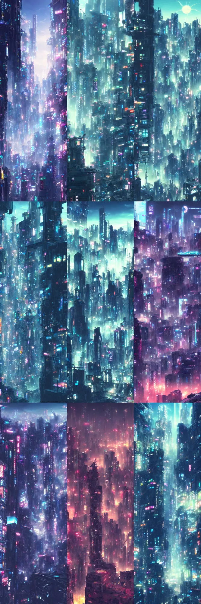 Prompt: a detailed matte painting of futuristic cyberpunk Tokyo city from the makoto shinkai anime film kimi no ka wa, a city and highrise buildings, official art, cinematic view, HD wallpaper