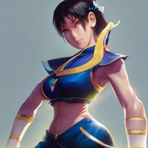 Image similar to A beautiful semi realistic anime portrait of Chun li, by Stanley Artgerm Lau, WLOP, Rossdraws, James Jean, Andrei Riabovitchev, Marc Simonetti, and Sakimichan, tranding on artstation H- 768