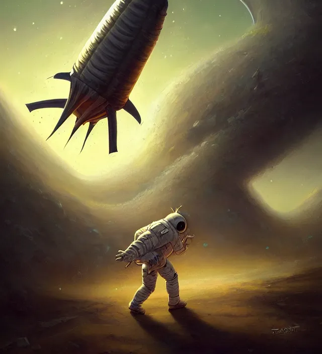 Image similar to astronaut walking out to corn spaceship, dnd, matte fantasy painting, deviantart artstation, by jason felix by steve argyle by tyler jacobson by peter mohrbacher, cinema