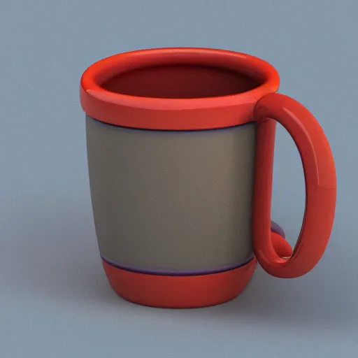 Image similar to 3 d model of a unique mug design, blender render, fully in frame