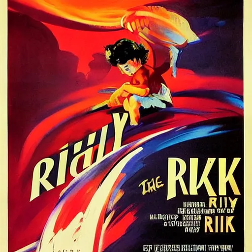 Image similar to vintage movie poster art for riki - oh the story of ricky by greg manchess, tooth wu and frank miller