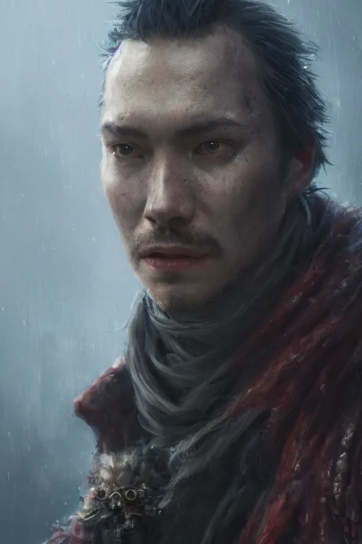 Prompt: a fancy portrait of jack septice ye by Greg Rutkowski, Sung Choi, Mitchell Mohrhauser, Maciej Kuciara, Johnson Ting, Maxim Verehin, Peter Konig, Bloodborne, macro lens, 35mm, 8k photorealistic, cinematic lighting, HD, high details, atmospheric,