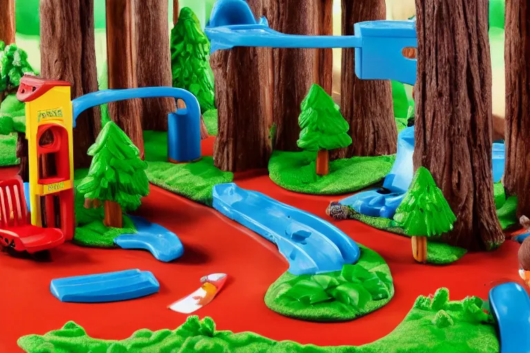 Image similar to fisher price redwood forest, california scene from tv show hyper detailed 5 5 mm 8 5 mm