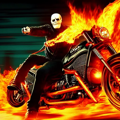 Image similar to Ghost rider In The Matrix 4K quality photorealism