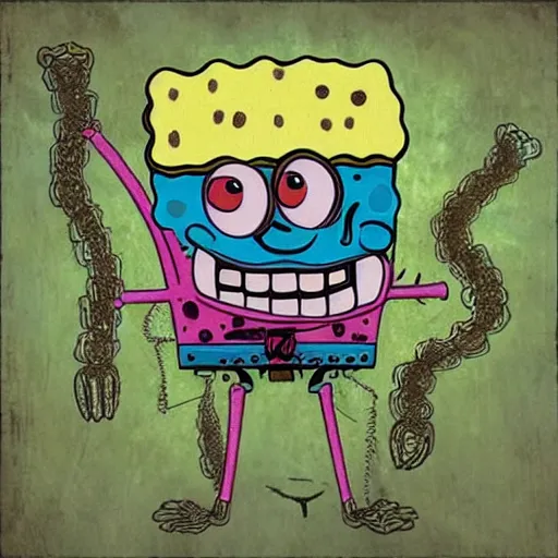 Prompt: spongebob by H.R. Giger