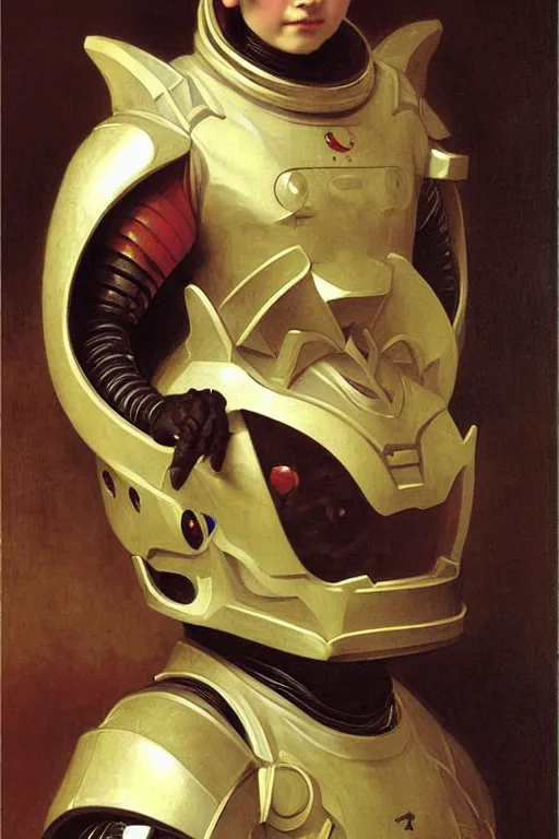 Image similar to portrait of a evil dragon astronaut with chinese dragon armor and helmet, majestic, solemn, by bouguereau