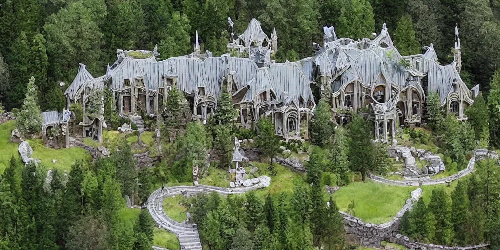 Image similar to large residence in the style of rivendell