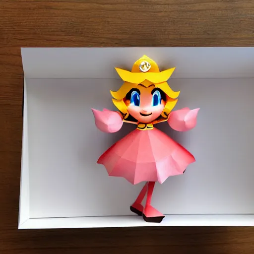 Image similar to a paper model of princess peach, paper modeling art.