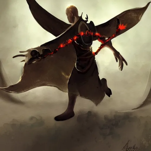 Prompt: winged monk, chaos, unarmed combat, art station, fantasy art, concept painting