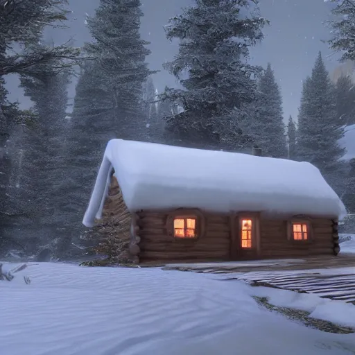 Image similar to a cabin in the woods unreal engine