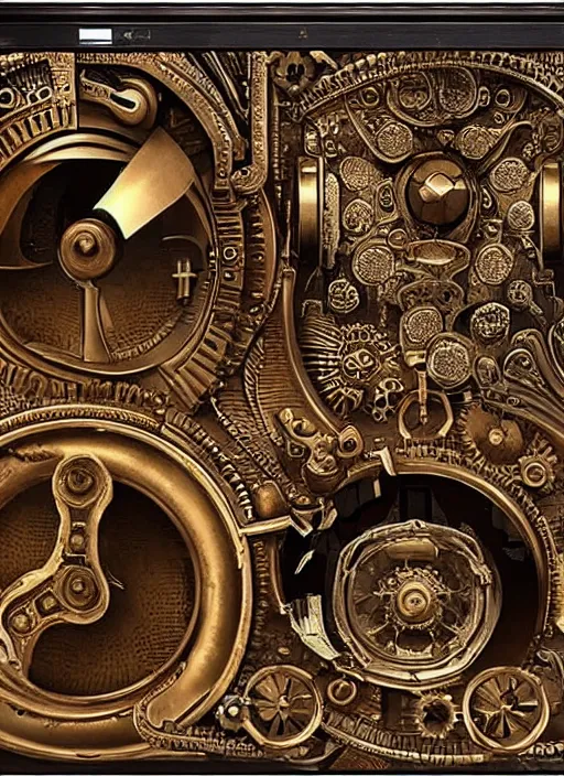 Prompt: old photo of a steampunk television intricate detailed 8k ultra realistic