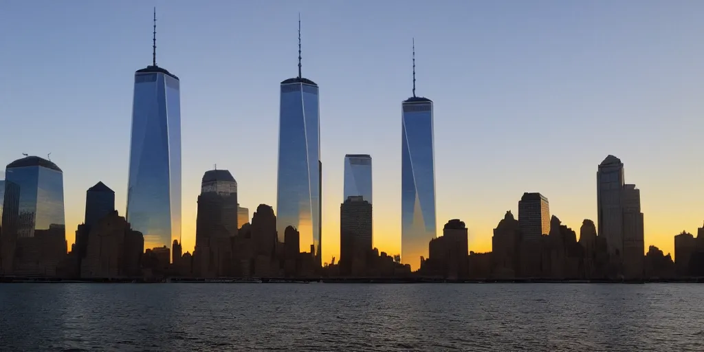 Image similar to world trade center in the sunset