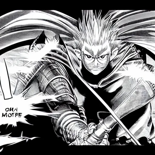 Image similar to knight driving a car, dragon blowing fire above, manga panel, ONE, Murata, Berserk