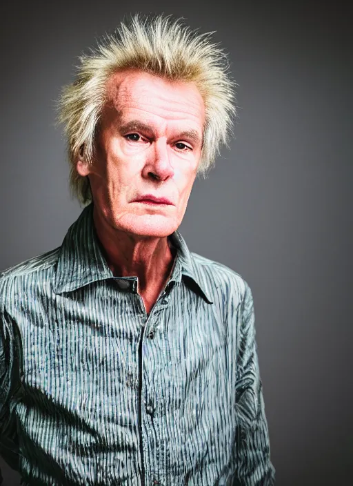 Prompt: DSLR photo portrait still of 64 year old age 64 Sid Vicious at age 64!!!, 85mm f1.8