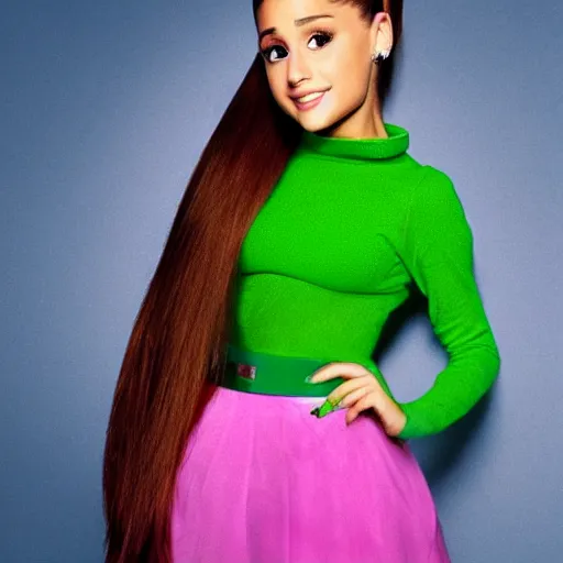 Prompt: ariana grande as a kermit from muppet's