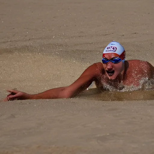 Image similar to olympic swimming in sand, instead of water there is sand, extremely coherent