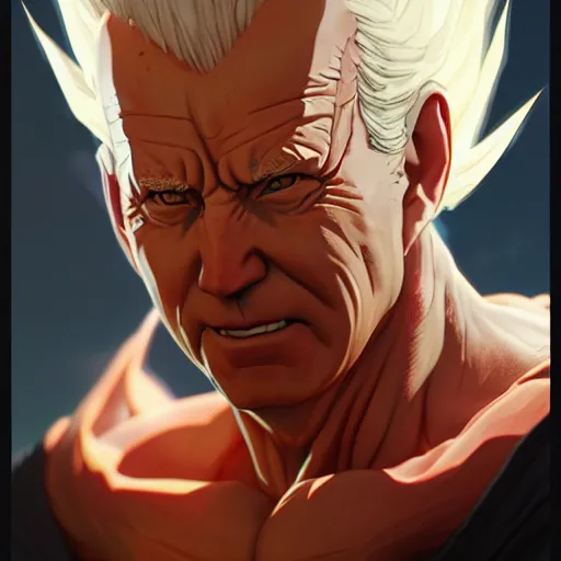 Prompt: biden super saiyan, cinematic lighting, highly detailed, concept art, art by wlop and artgerm and greg rutkowski, masterpiece, trending on artstation, 8 k