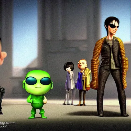 Prompt: the matrix pixar movie. Cinematic concept art