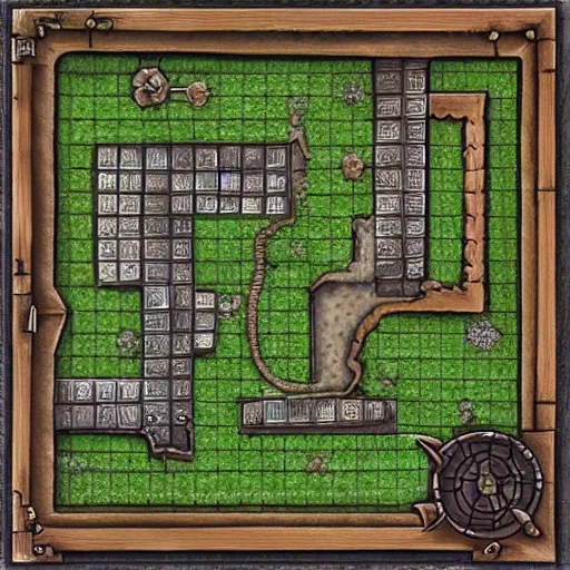 Image similar to map of a dungeon in waterdeep, isometric, detailed, game, dungeons and dragons, tiled, birds eye view