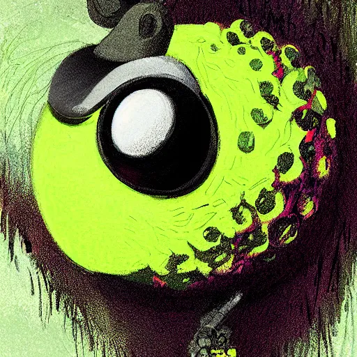 Image similar to a portrait of a tennis ball monsters, digital art, fantasy, magic, chalk, trending on artstation, ultra detailed, professional illustration by basil gogos