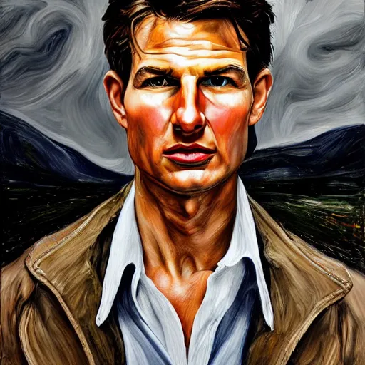 Prompt: high quality high detail painting by lucian freud, hd, portrait of tom cruise