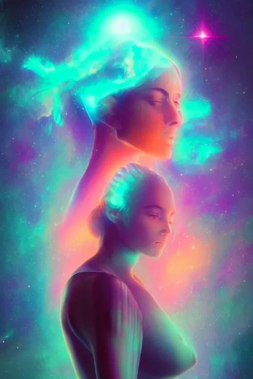 Image similar to A beautiful portrait of female cosmic being with a nebula as its body by Beeple, 8K, UHD , Trending on artstation.