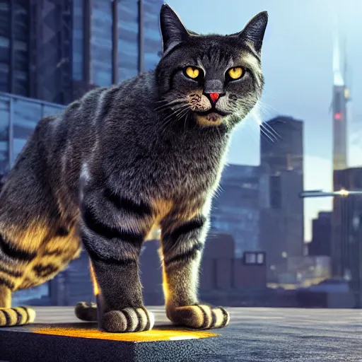 Prompt: giant cat invading detroit, dslr, 8 k, octane beautifully detailed render, detailed lighting, cinematic lighting, detailed photo, masterpiece, volumetric lighting, ultra realistic, highly detailed, high quality, lossless, photorealistic