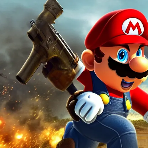 Prompt: Mario in Battlefield