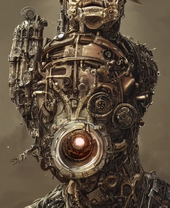 Prompt: a detailed portrait of a steampunk cyborg man, by hr giger and beksinski and stephan martiniere, 4 k resolution, detailed, 3 d render, unreal engine, octane render, trending on artstation