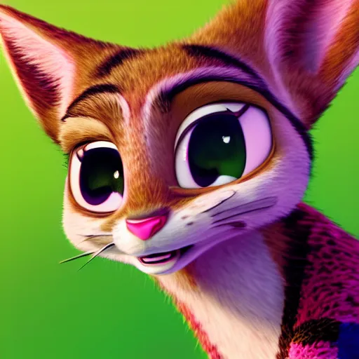 Prompt: portrait of tabby in the style of the movie zootopia wearing a pink tuxedo, 4k, digital art.