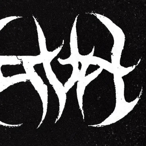 Image similar to black metal band logo, metal font, unreadable, futuristic font